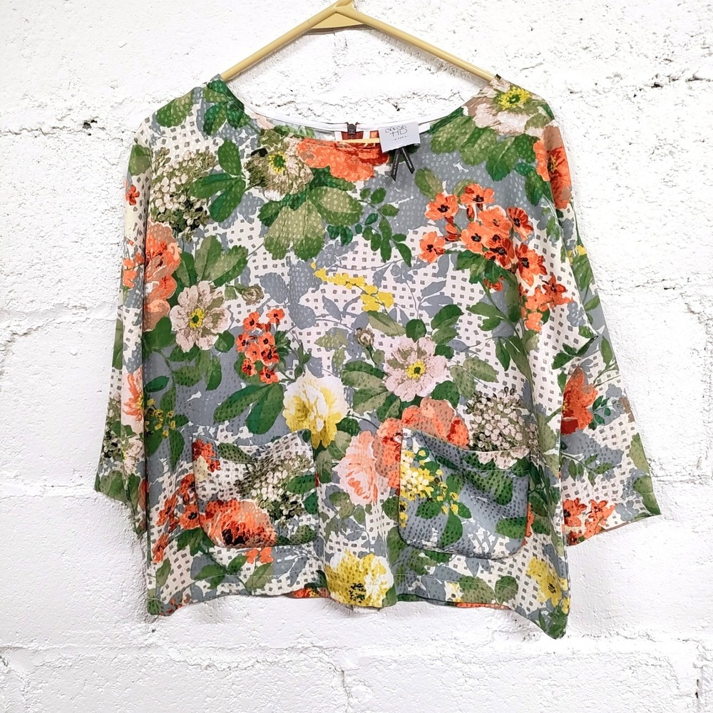 Anthropologie HD In Paris Floral Top Small Women Bloomfield Boxy Oversized Light